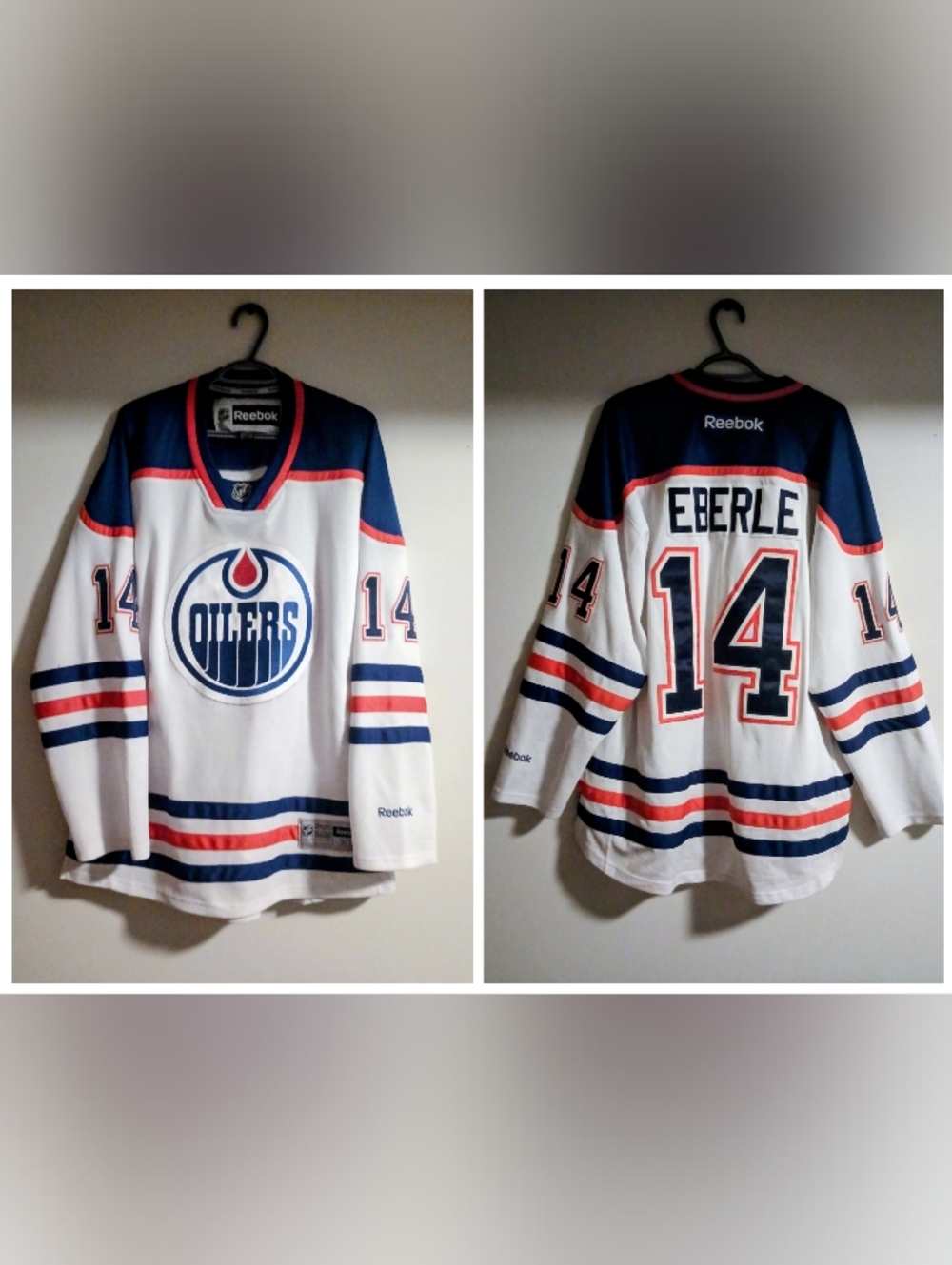 Reebok White Edmonton Oilers Ryan Eberle #14 Jersey with Blue and Orange Trim